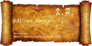 Kárpi Porfir névjegykártya